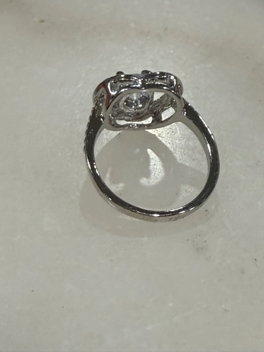 Heart Halo Cubic Zirconia Ring in Silver Size 6